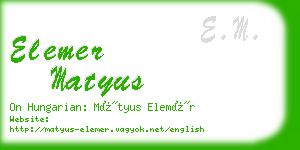 elemer matyus business card